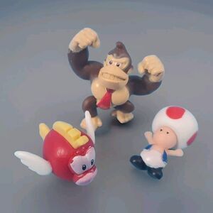 Super Mario Bros Mini Figures Donkey Kong, Toad & Cheep Appx 1"